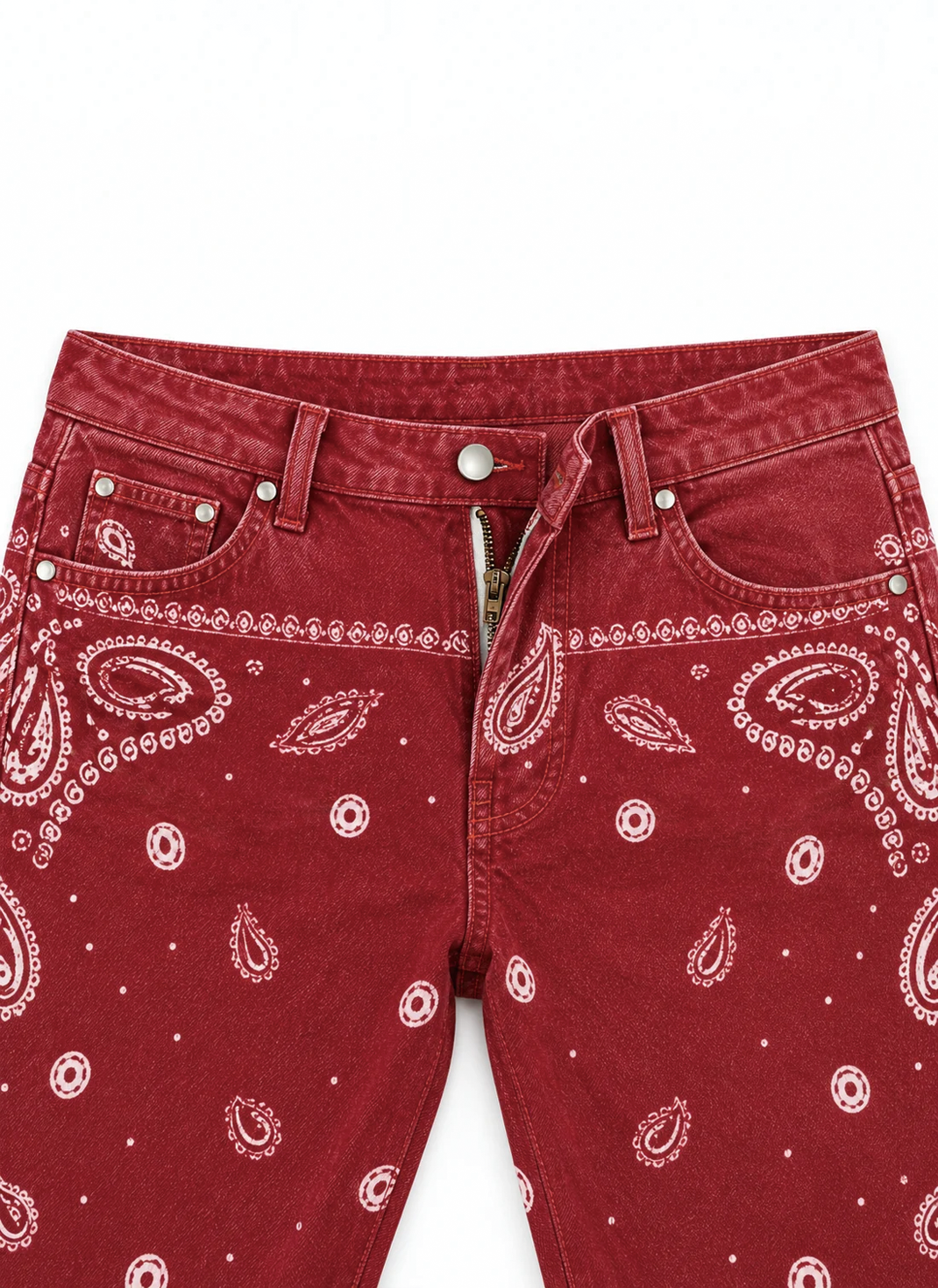 Classic Red Bandana Bootcut Jeans