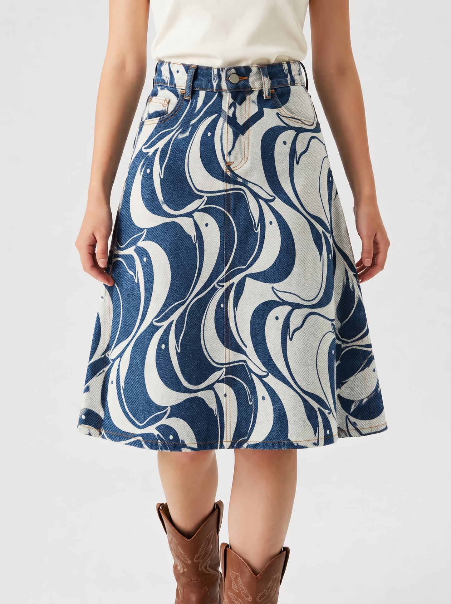 Lariat Lullaby RB-SKT03 – Front View – Riley – indigo blue and white