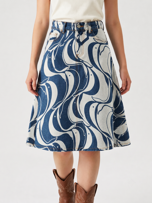Lariat Lullaby RB-SKT03 – Front View – Riley – indigo blue and white