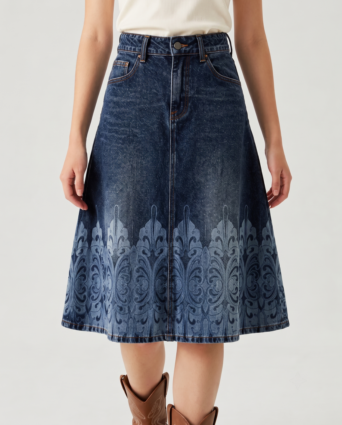 Desert Bloom Dark (U6253) RB-SKT03 – Front View – Riley – Dark Indigo