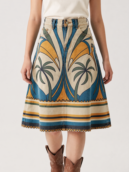 Mesa Lariat Cream RB-SKT03 – Front View – Riley – cream with blue, mustard yellow, and green accents