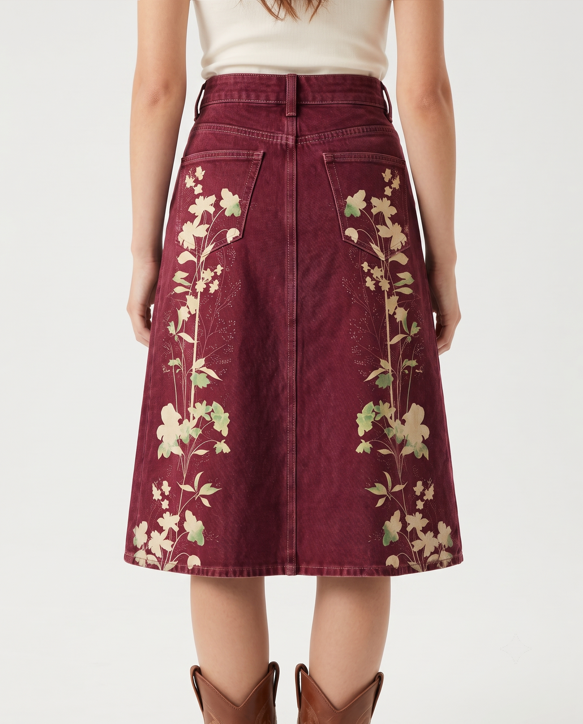 Wildflower Rodeo RB-SKT03 – Back View – Riley – Deep Burgundy