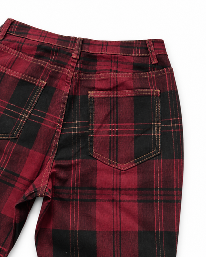 Rustic Plaid Bootcut Jeans