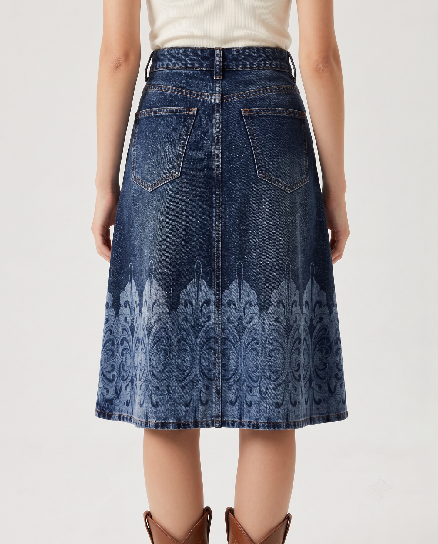 Desert Bloom Dark (U6253) RB-SKT03 – Back View – Riley – Dark Indigo