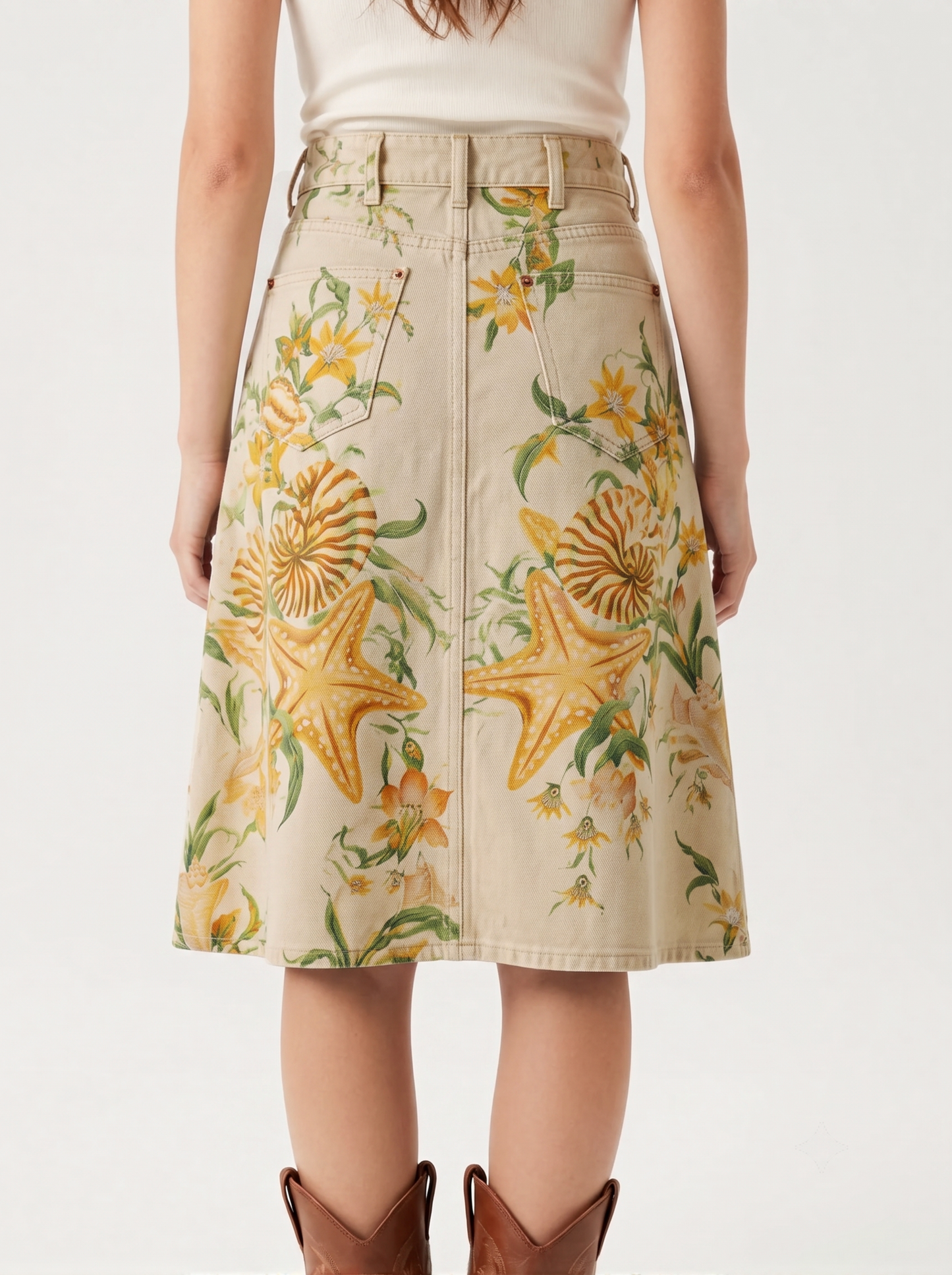 Lariat Lagoon Cream RB-SKT03 – Back View – Riley – cream wash