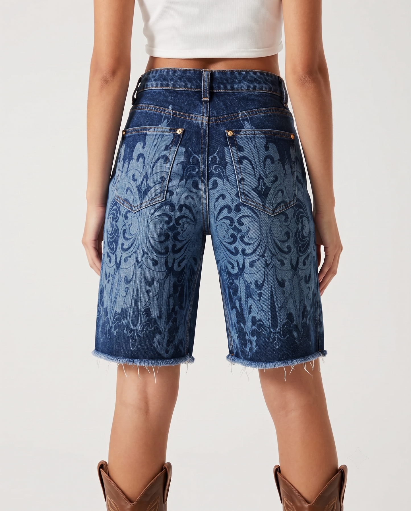 Lariat Damask RB-BOT08 – Back View – Riley – Dark Indigo