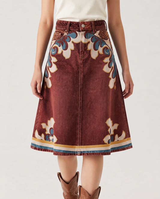 Desert Bloom Deep RB-SKT03 – Front View – Riley – Deep Burgundy