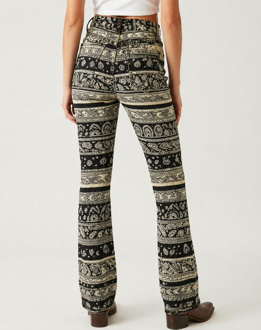 Paisley Stripe Black Bootcut Jeans