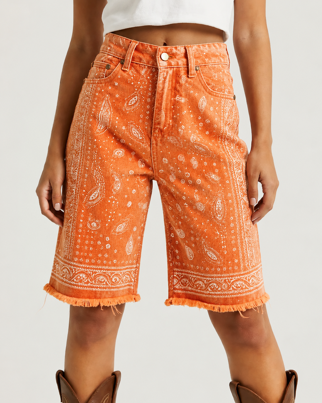 Dusty Pink Bandana Bermuda Shorts