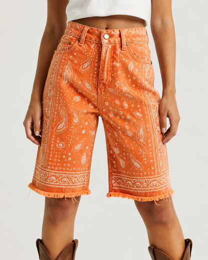 Dusty Pink Bandana Bermuda Shorts