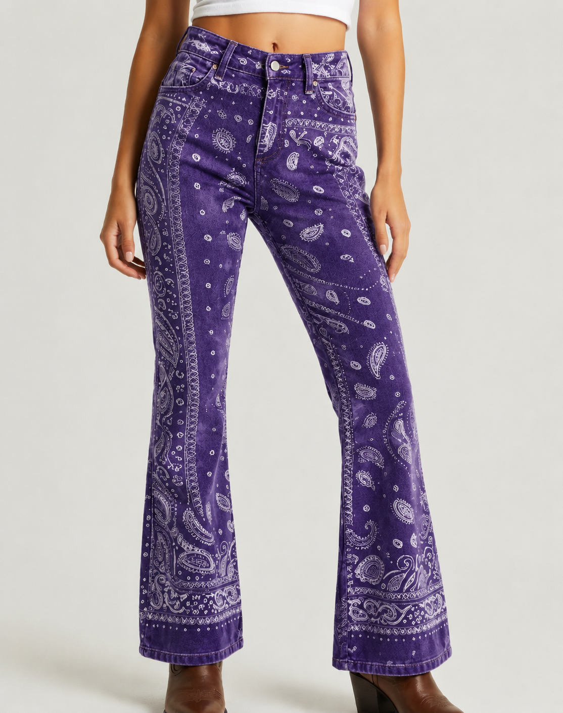 Burnt Orange Bandana Bootcut Jeans
