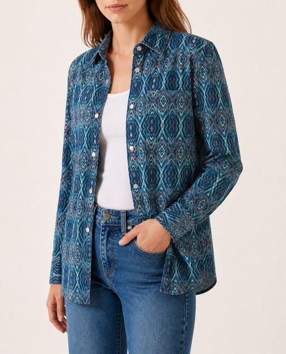 Desert Mirage Navy Long Sleeve Denim Shirt
