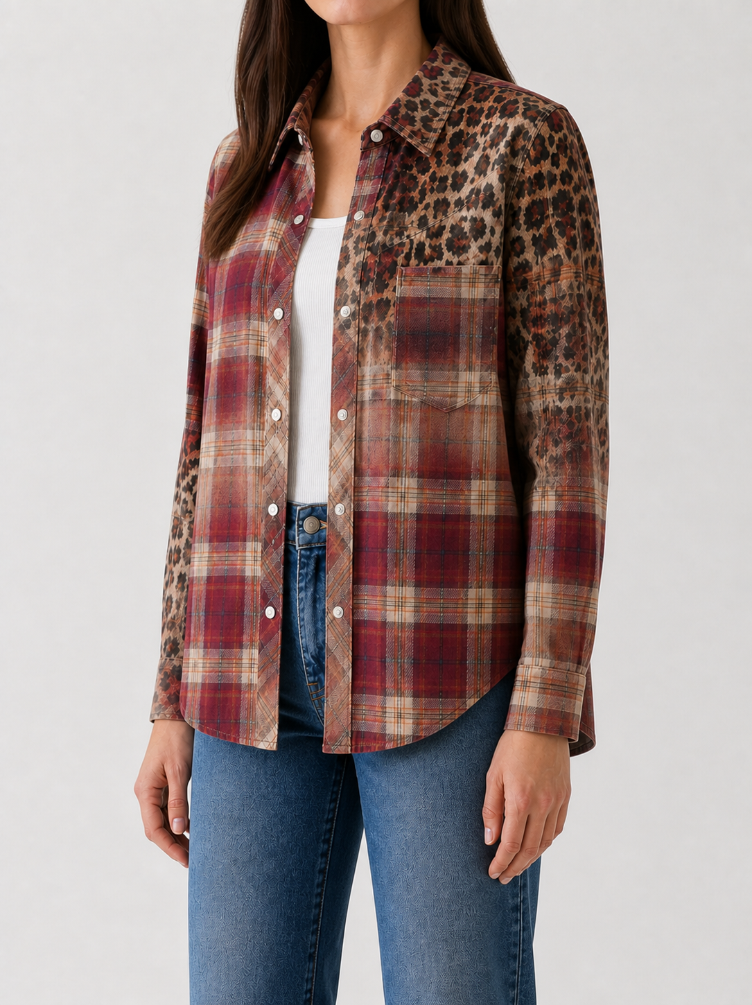 Prairie Mirage Rust Long Sleeve Denim Shirt