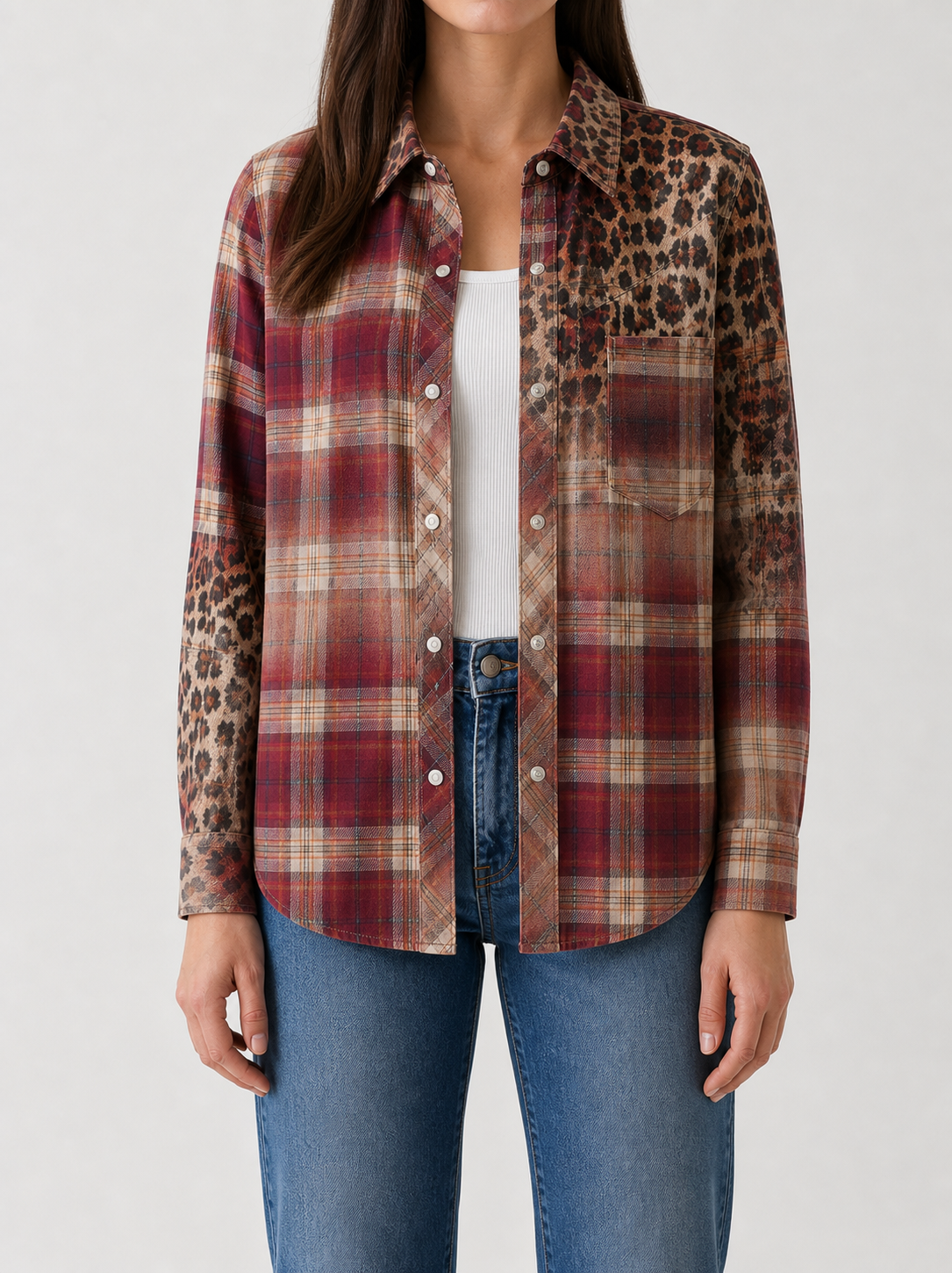 Prairie Mirage Rust Long Sleeve Denim Shirt