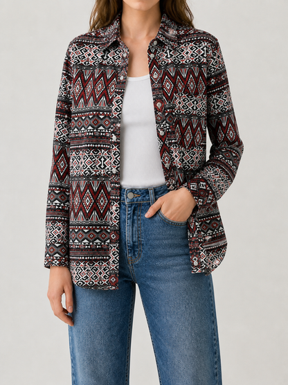 Desert Mirage Red Long Sleeve Denim Shirt