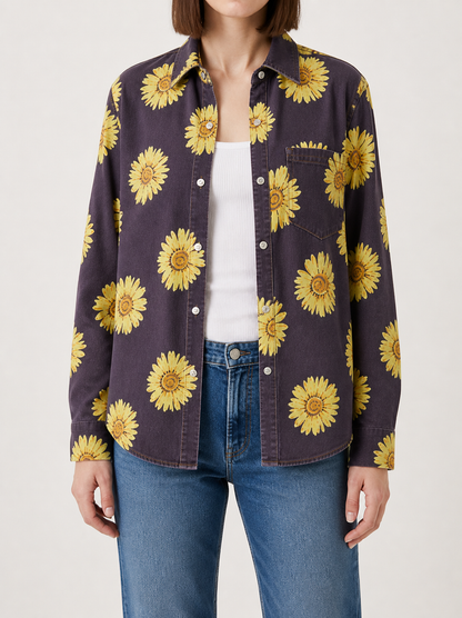 Sunset Prairie Navy Long Sleeve Denim Shirt