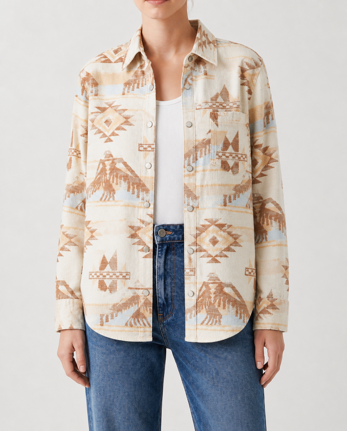 Desert Mirage Cream Long Sleeve Denim Shirt