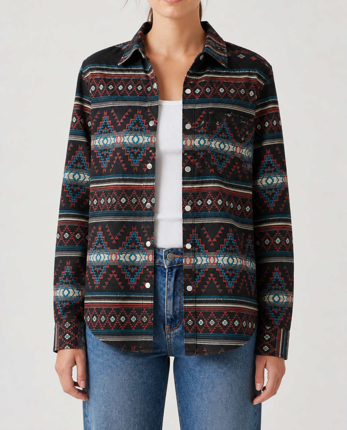 Desert Mirage Black Long Sleeve Denim Shirt