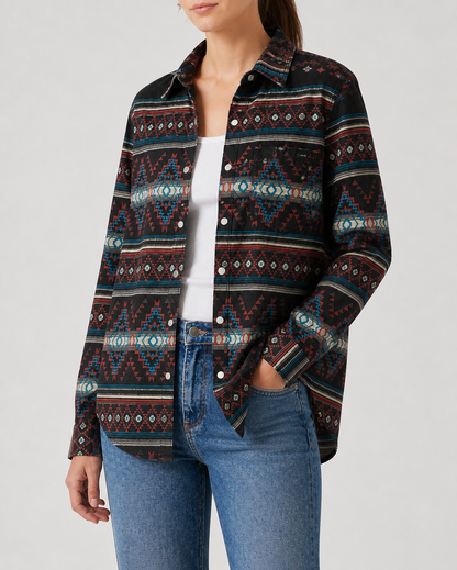 Desert Mirage Black Long Sleeve Denim Shirt