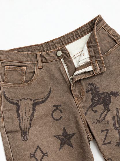 Roanbloom Buckskin Mirage Denim Cropped Pants