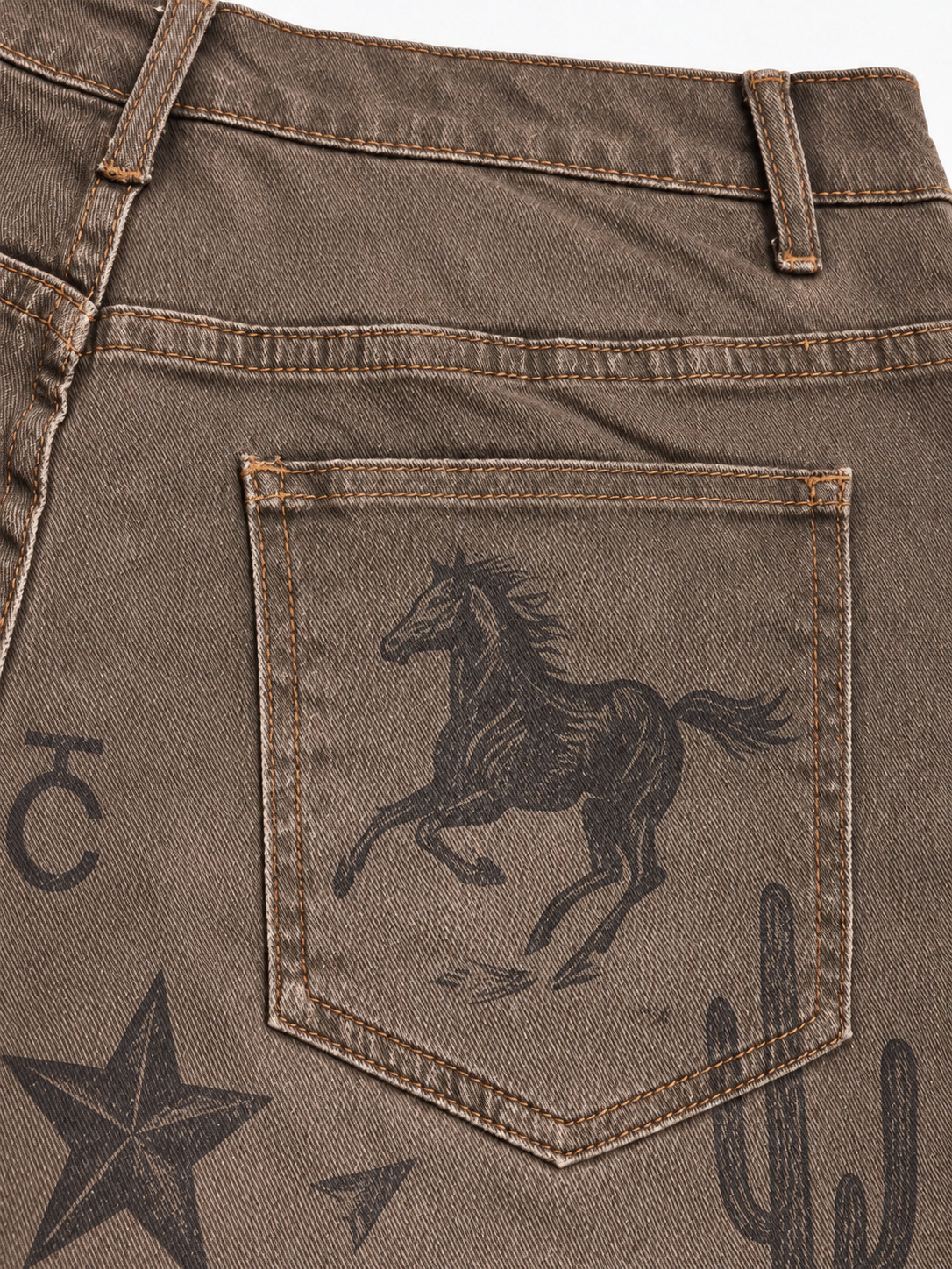 Roanbloom Buckskin Mirage Denim Cropped Pants