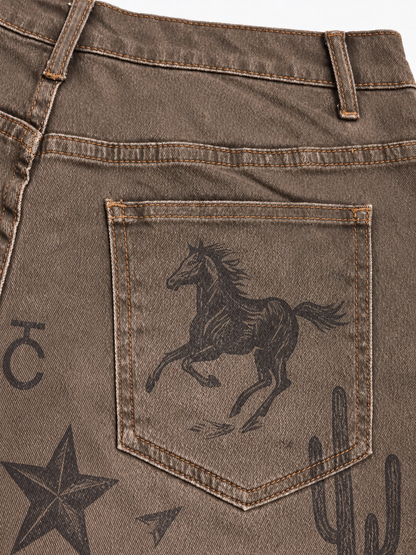 Roanbloom Buckskin Mirage Denim Cropped Pants