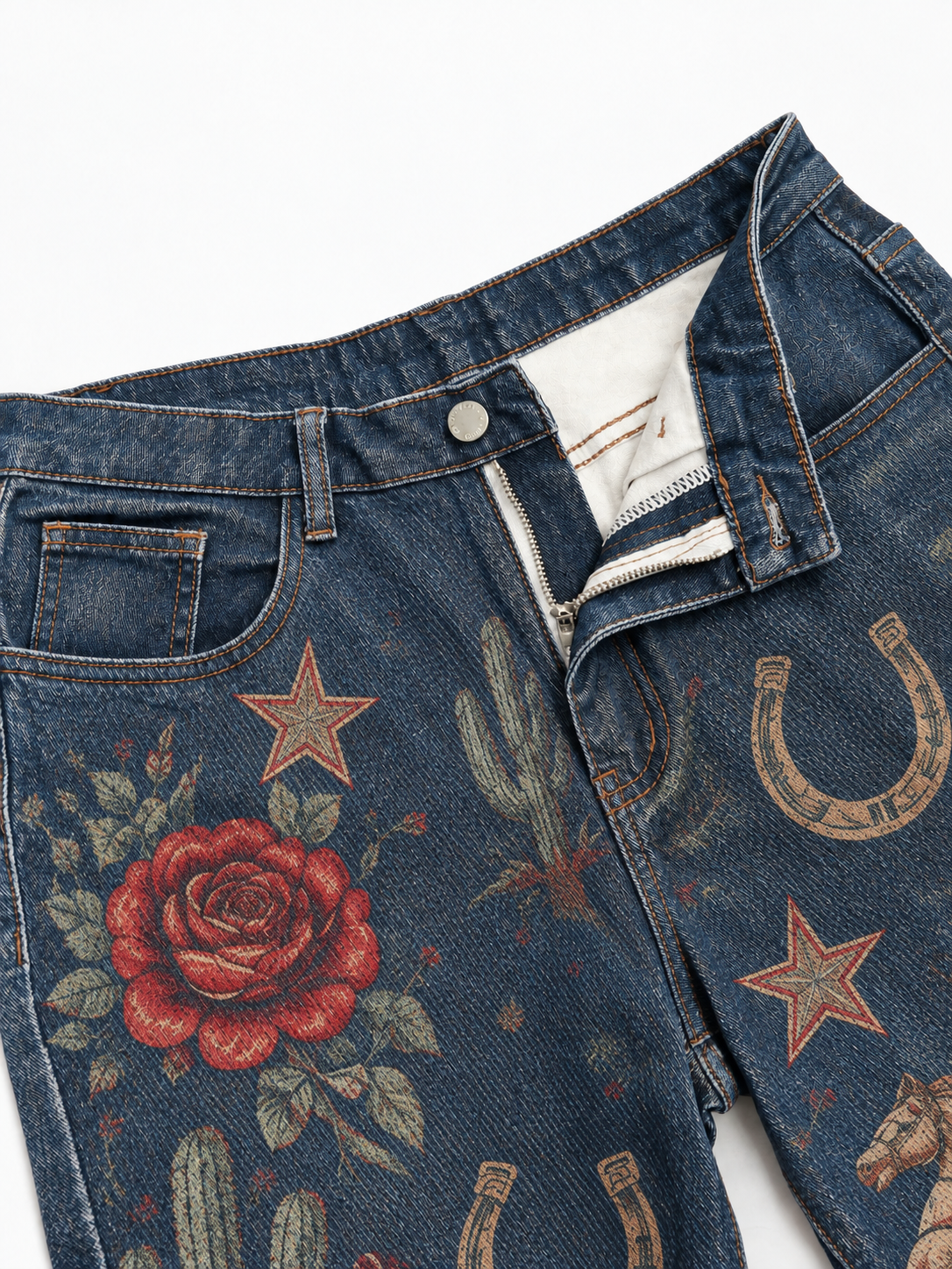Roanbloom Desert Rose Ride Denim Cropped Pants