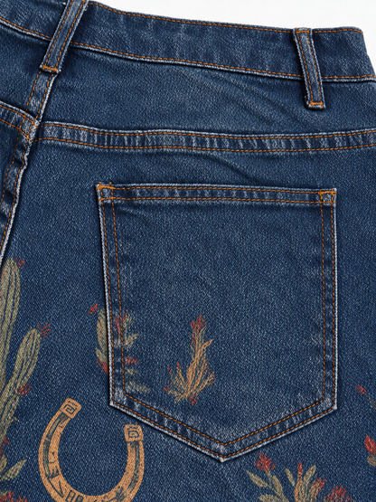 Roanbloom Desert Rose Ride Denim Cropped Pants