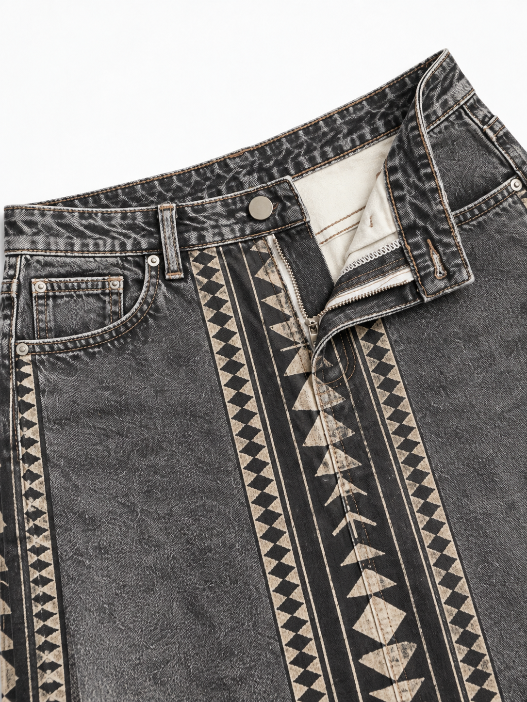 Desert Mirage Charcoal Ankle-Length Denim Skirt