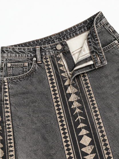 Desert Mirage Charcoal Ankle-Length Denim Skirt