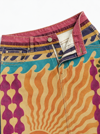 Mesa Spur Western Denim Knee-Length Skirt