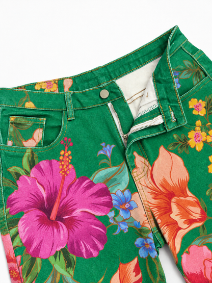 Hibiscus Range Denim Bermuda Shorts