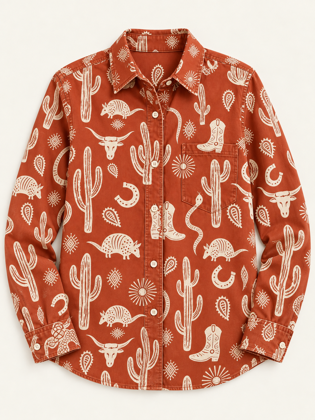 Desert Whispers Long Sleeve Denim Shirt