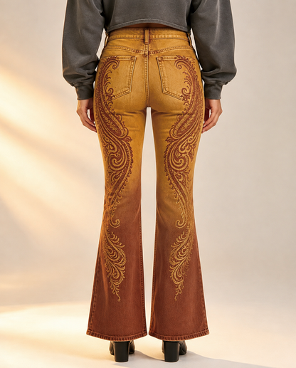 Desert Bloom Mustard Bootcut Jeans