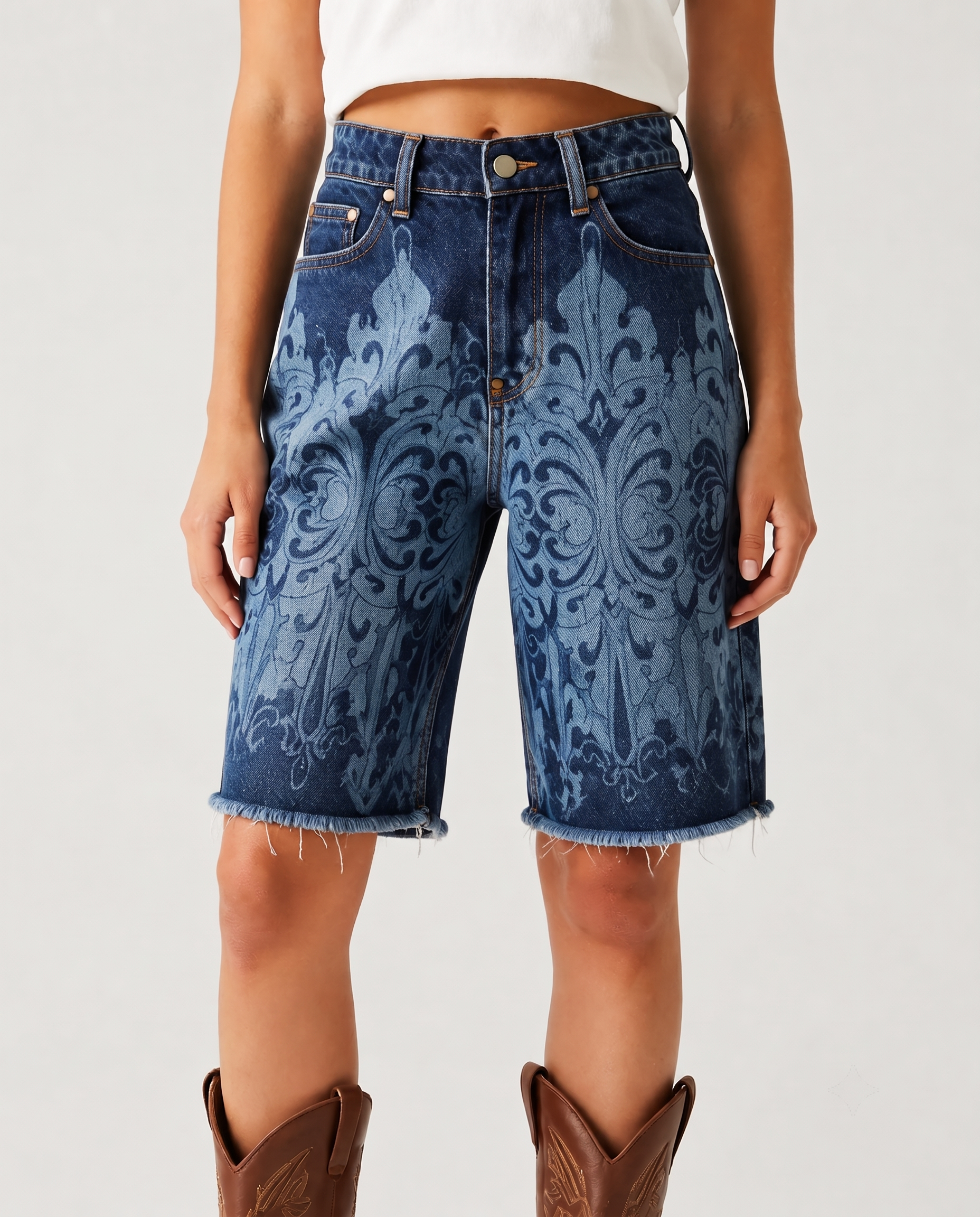 Lariat Damask RB-BOT08 – Front View – Riley – Dark Indigo