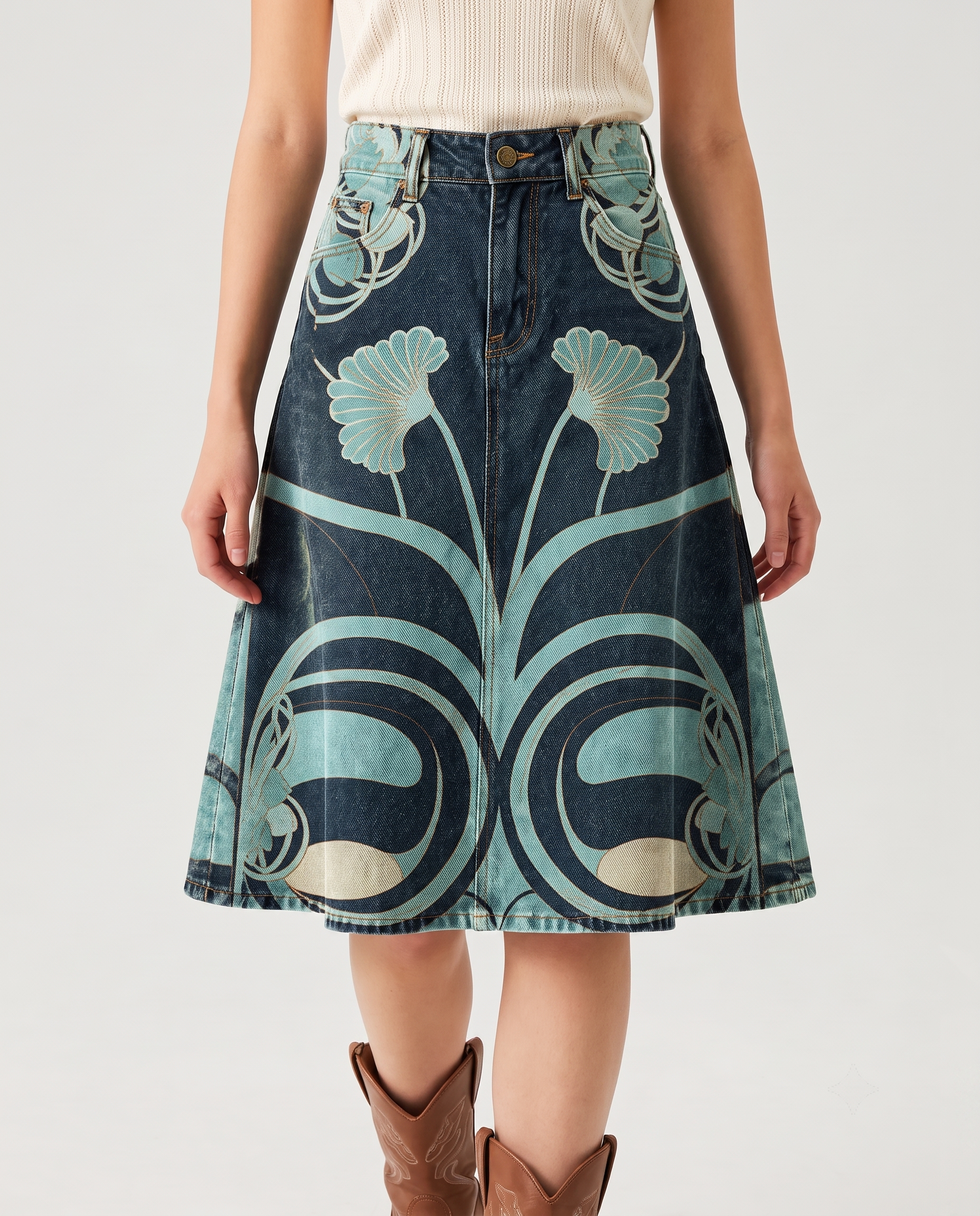 Desert Bloom Dark (U6248) RB-SKT03 – Front View – Riley – Dark Indigo