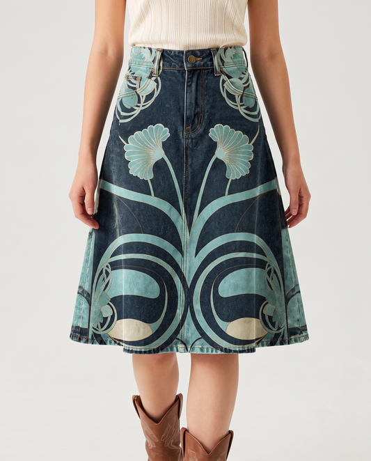 Desert Bloom Dark (U6248) RB-SKT03 – Front View – Riley – Dark Indigo