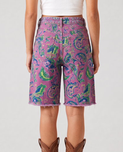 Paisley Prairie Purple Bermuda Shorts