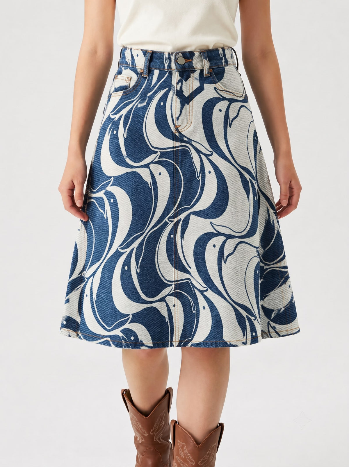 Lariat Lullaby RB-SKT03 – Front View – Riley – indigo blue and white