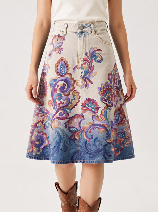 Lariat Thistle Light 2 RB-SKT03 – Front View – Riley – light wash denim with gradient blue hem