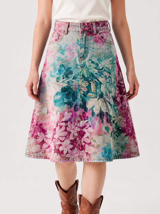 Prairie Spur Multicolored RB-SKT03 – Front View – Riley – Multicolored wash with pastel pink, teal, and lavender tones