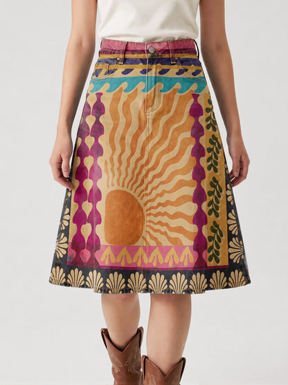 Mesa Spur RB-SKT03 – Front View – Riley – Multicolor with dominant earthy tones including mustard yellow, terracotta, magenta, teal, and black