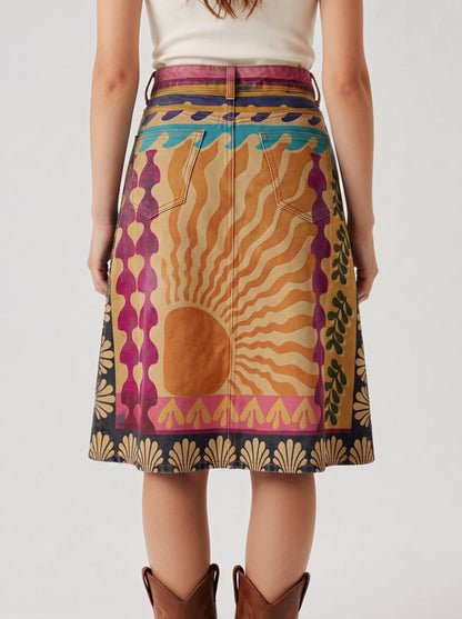 Mesa Spur RB-SKT03 – Back View – Riley – Multicolor with dominant earthy tones including mustard yellow, terracotta, magenta, teal, and black