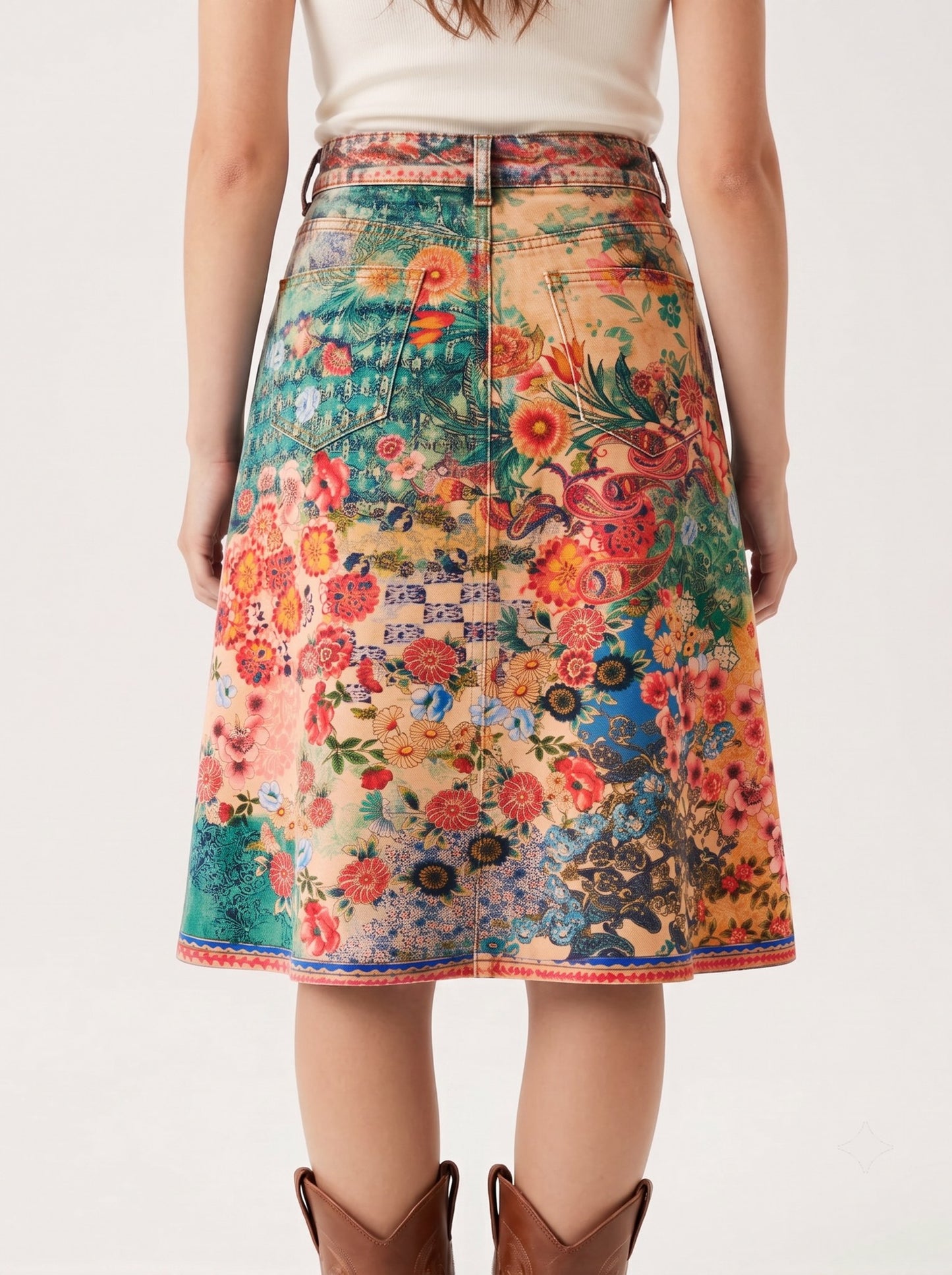 Lariat Thistle RB-SKT03 – Back View – Riley – Multi-colored with beige base and vibrant floral accents