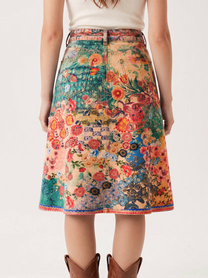 Lariat Thistle RB-SKT03 – Back View – Riley – Multi-colored with beige base and vibrant floral accents
