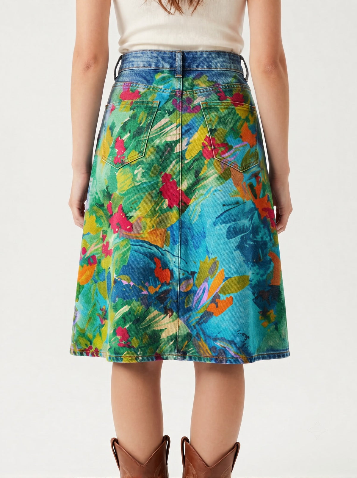 Lariat Bloom RB-SKT03 – Back View – Riley – Medium blue denim wash