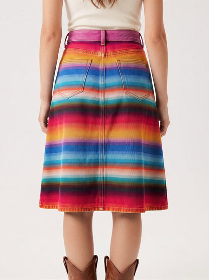Mesa Lariat Multicolored RB-SKT03 – Back View – Riley – Multicolored gradient with vibrant hues of pink, purple, blue, orange, and red