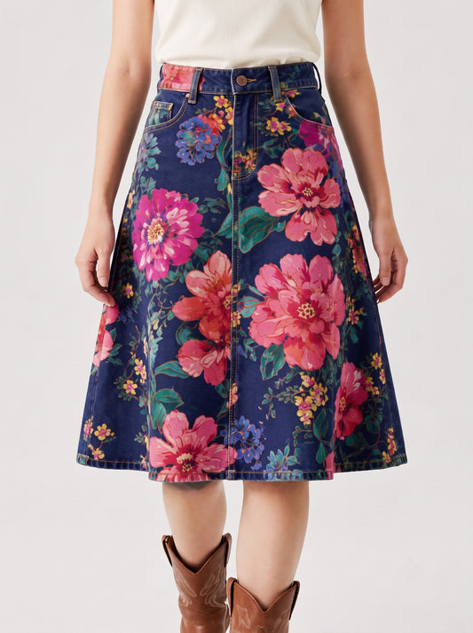 Lariat Thistle Dark RB-SKT03 – Front View – Riley – dark indigo denim