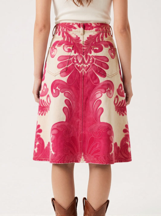 Lariat Thistle Cream RB-SKT03 – Back View – Riley – Cream base with vibrant fuchsia pink