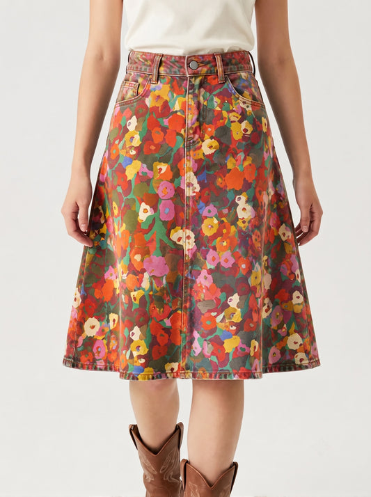 Multicolored Abstract Trail RB-SKT03 – Front View – Riley – Multicolored with deep red, green, and earthy base tones